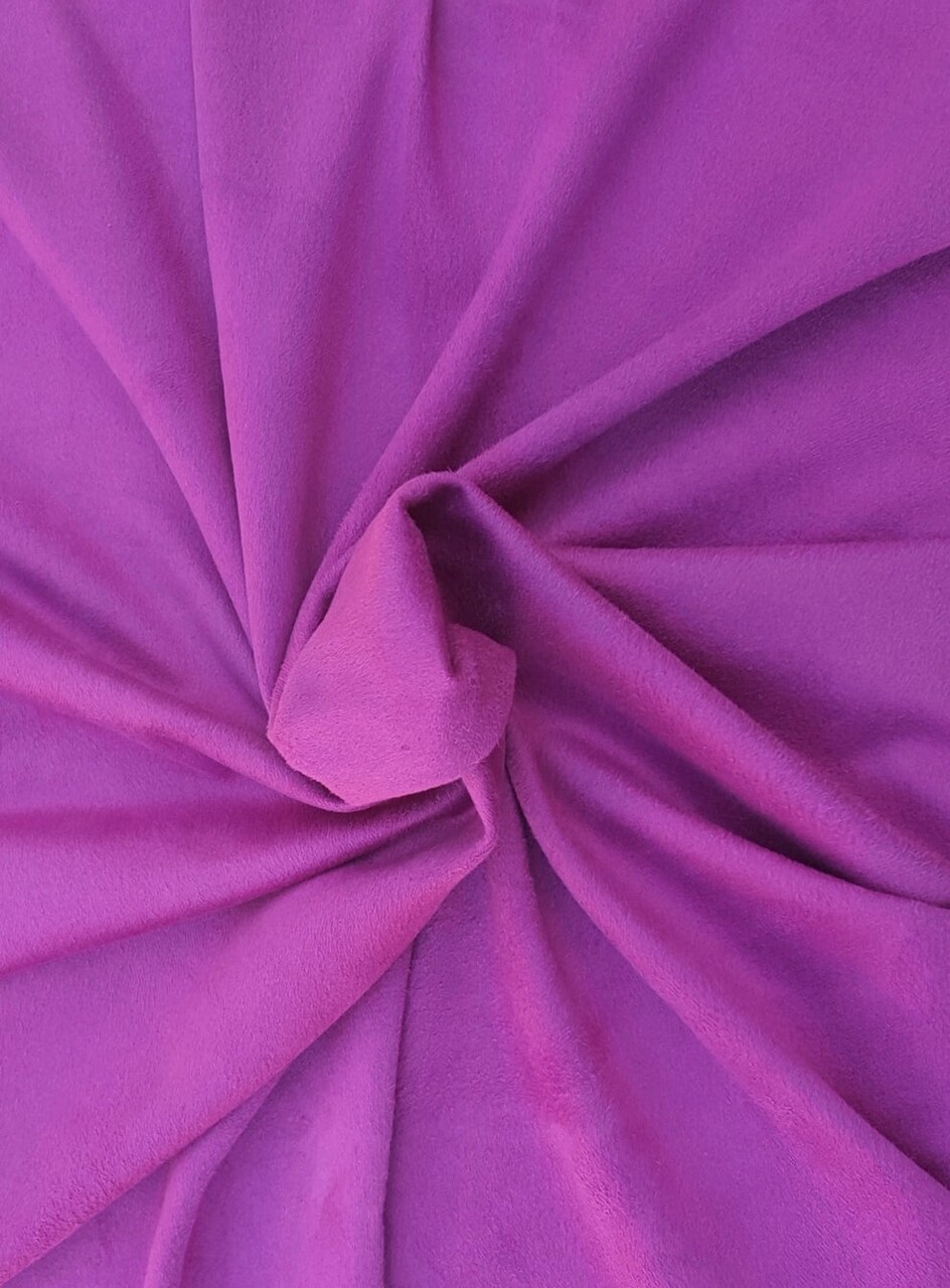 1 Yard Magenta Micro Faux Suede Spandex Fabric Soft Stretchy Velvet-Like Texture